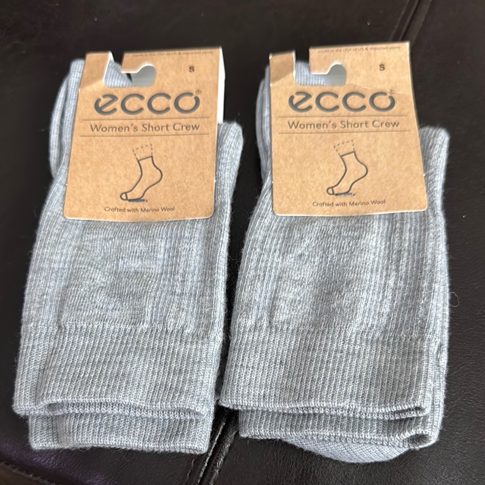 Ecco Women's Short Crew Merino wool Socks - Light Gray 2 pairs